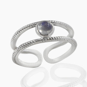 Rainbow Moonstone Silver Rings