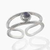 Rainbow Moonstone Silver Rings