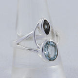 Blue Topaz Cut Gemstone Designer Silver Ring