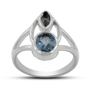 925 Sterling Silver Blue Topaz Ring
