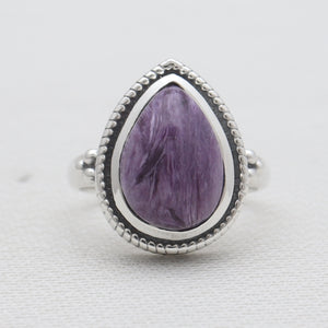 Purple Charoite Silver Designer Rings