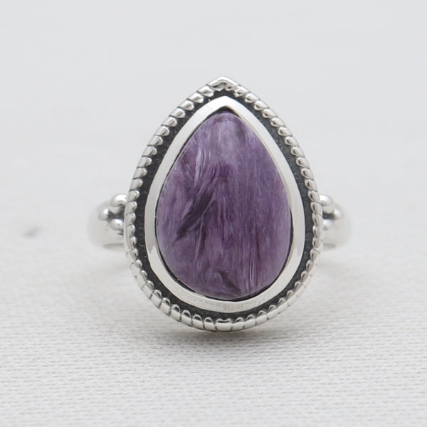 Purple Charoite Silver Designer Rings