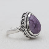 Purple Charoite Silver Designer Rings