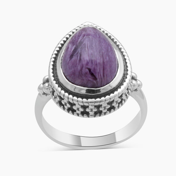 Purple Charoite Silver Designer Rings
