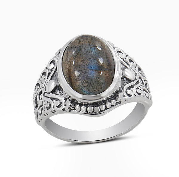 Natural Larimar Silver Rings