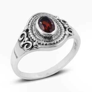 Natural Garnet Silver Rings
