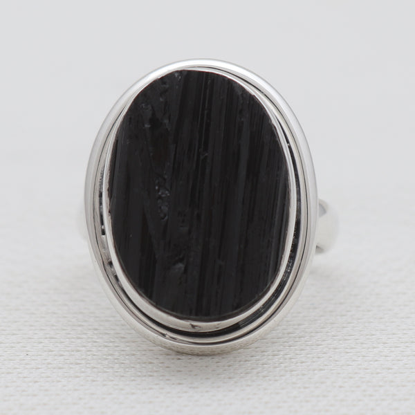 Black Tourmaline Silver Designer Rings