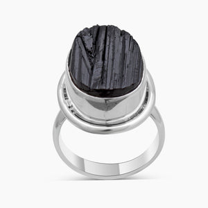 Black Tourmaline Silver Designer Rings