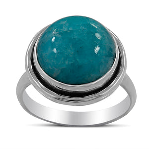 Green Amazonite  Silver Ring