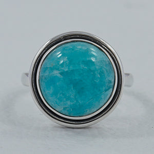 Green Amazonite  Silver Ring