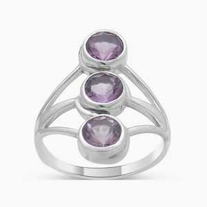 Purple Amethyst Silver Designer Rings