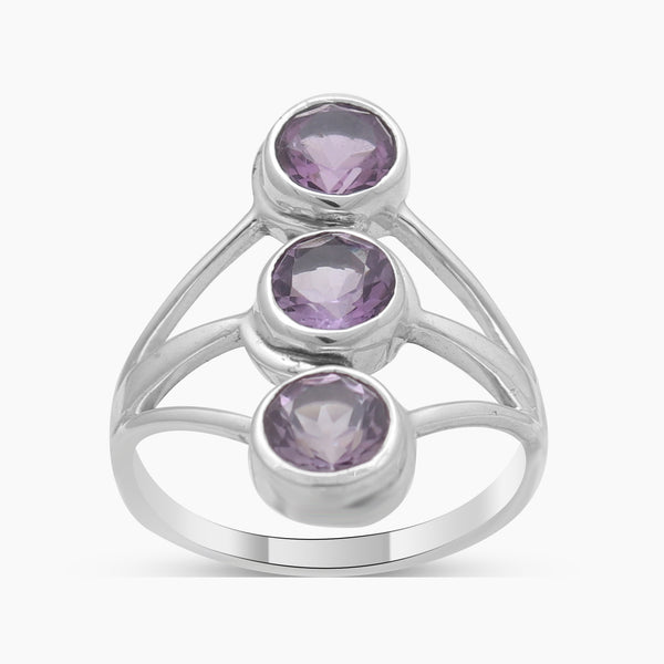 Purple Amethyst Silver Designer Rings
