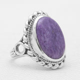 925 Sterling Silver Charoite Rings