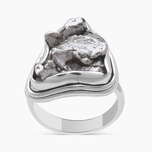 925 Sterling Silver Raw Meteorite Rings