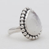 Rainbow Moonstone Silver Rings