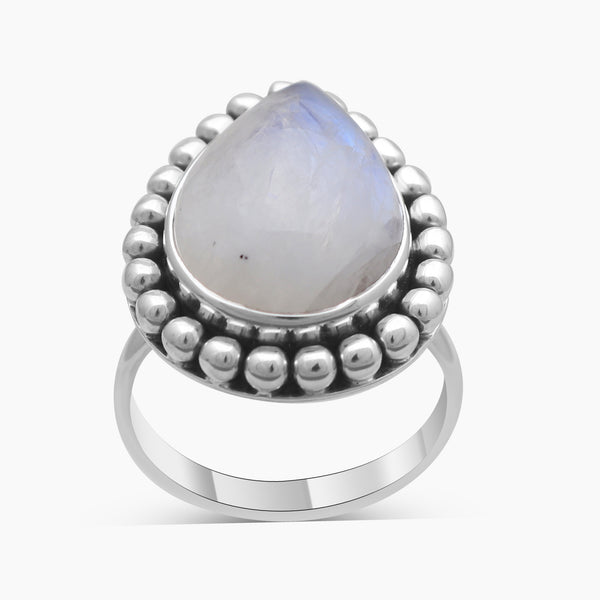 Rainbow Moonstone Silver Rings