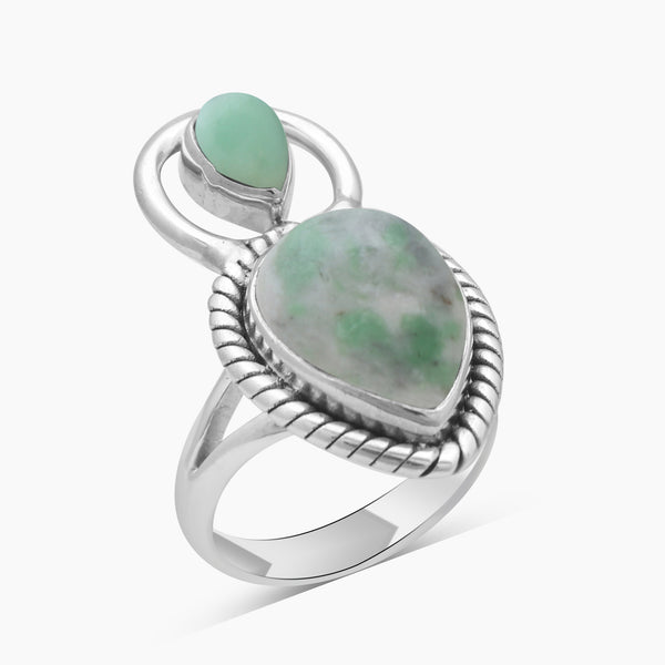 Green Glacier Emerald Silver Rings