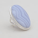 Blue Lace Agate Silver Rings