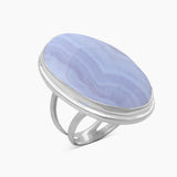 Blue Lace Agate Silver Rings