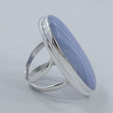 Blue Lace Agate Silver Ring