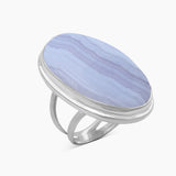 Blue Lace Agate Silver Rings
