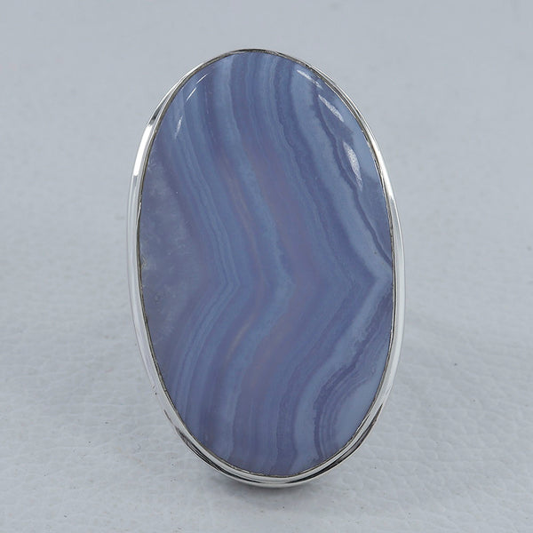 Blue Lace Agate Silver Ring