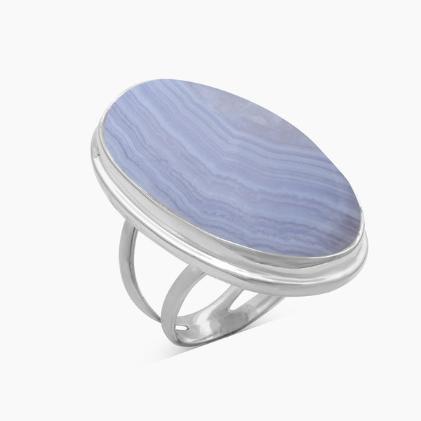 Blue Lace Agate Silver Rings