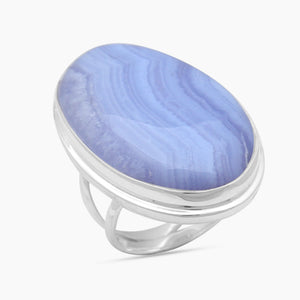 Blue Lace Agate Silver Rings