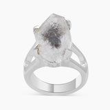 Raw Herkimer Quartz Silver Rings
