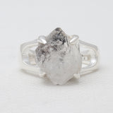 Raw Herkimer Quartz Silver Rings
