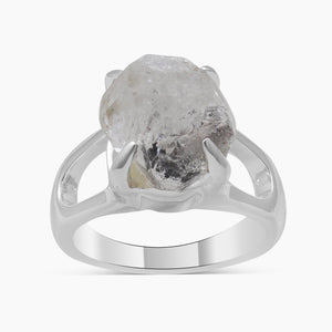 Raw Herkimer Quartz Silver Rings