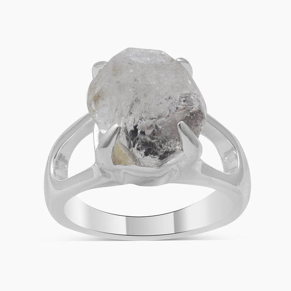 Raw Herkimer Quartz Silver Rings