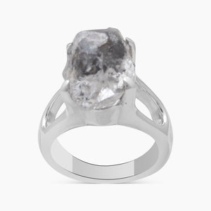 Raw Herkimer Quartz Silver Rings