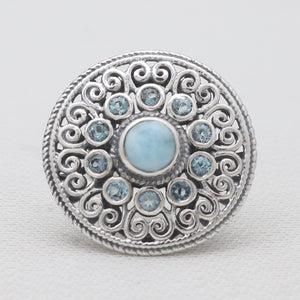 Larimar & Blue Topaz Silver Statement Rings