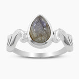 Natural Larimar Silver Designer Rings