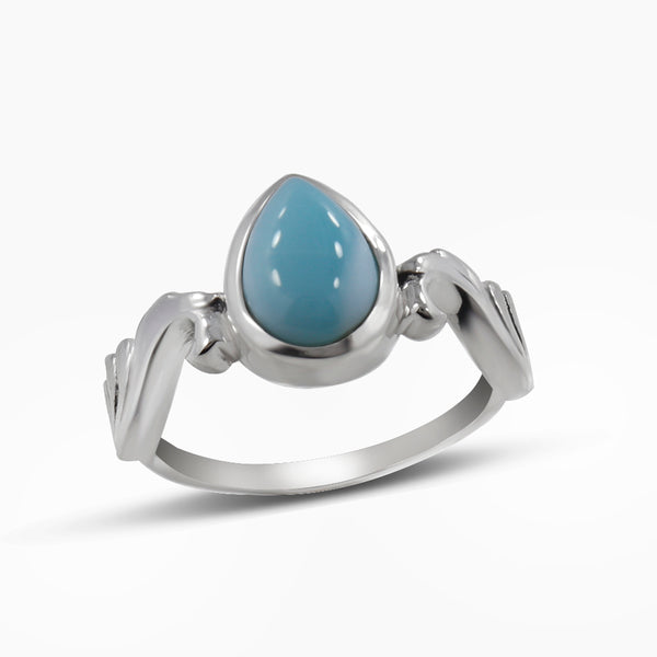 Natural Larimar Silver Designer Rings