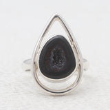 Coconut Geode Silver Rings