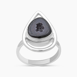 Coconut Geode Silver Rings