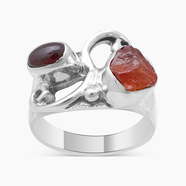 925 Sterling Silver Fanta Garnet Rings