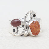 925 Sterling Silver Fanta Garnet Rings