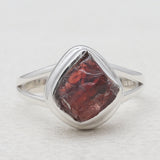 925 Sterling Silver Raw Garnet Rings