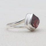 925 Sterling Silver Raw Garnet Rings