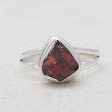 925 Sterling Silver Raw Garnet Rings