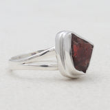 925 Sterling Silver Raw Garnet Rings