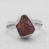 925 Sterling Silver Raw Garnet Rings