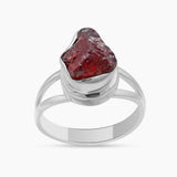 925 Sterling Silver Raw Garnet Rings
