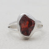 925 Sterling Silver Raw Garnet Rings