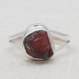 925 Sterling Silver Raw Garnet Rings