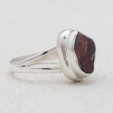 925 Sterling Silver Raw Garnet Rings