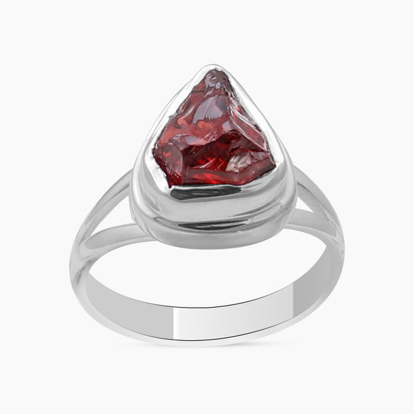 925 Sterling Silver Raw Garnet Rings